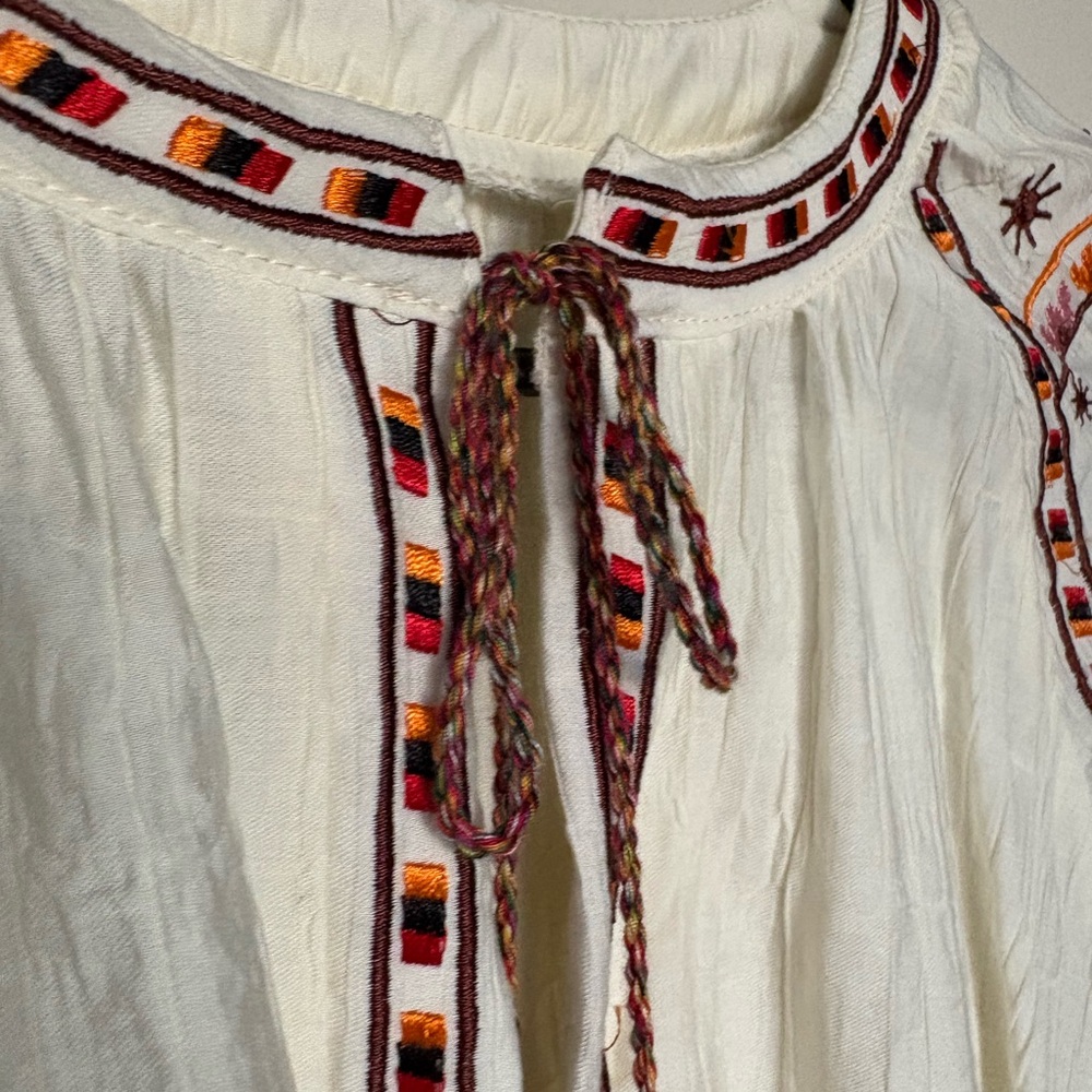 Embroidered cream blouse  with Multicolor Accents